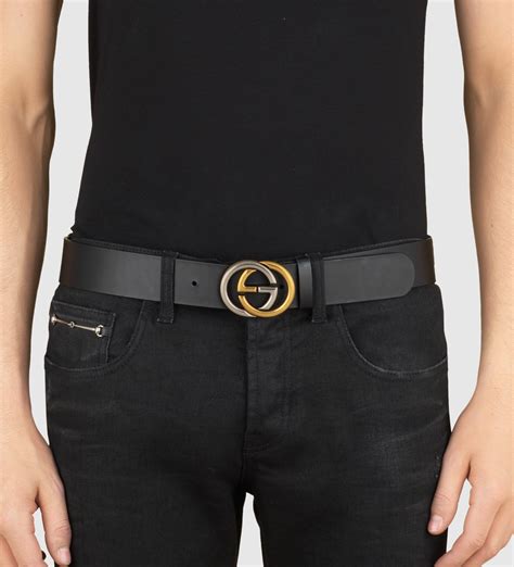 black interlocking Gucci belt